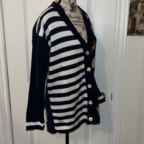 Talbots Nautical Women’s Knit Navy Cardigan - Picture 3 of 7